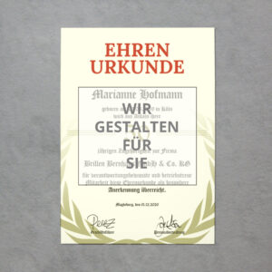 Urkunde inkl. Gestaltung
